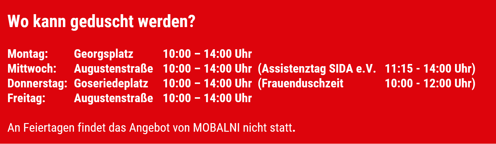 Wo kann geduscht werden?