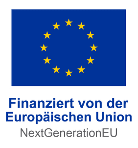Logo der Europäischen Union NextGenerationEU in blau mit gelben Sternen.