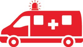 Illustration: roter Rettungswagen vor weißem Hintergrund