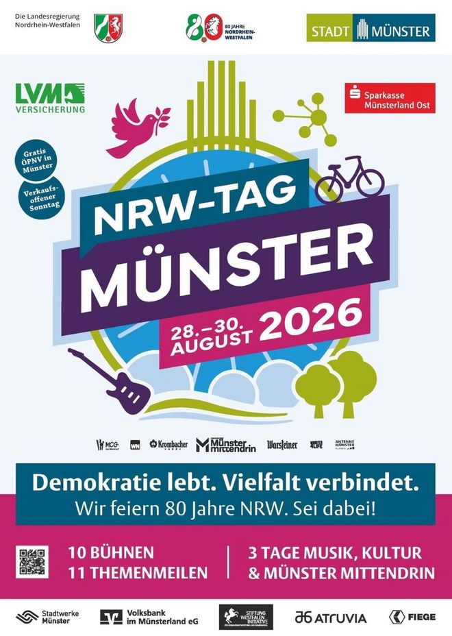 Der NRW-Tag in Münster findet vom 28. bis 30. August 2026 statt.