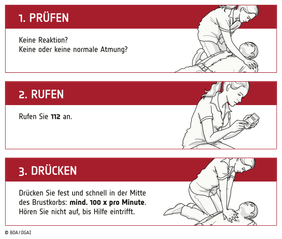 Schaubild Prüfen - Rufen - Drücken