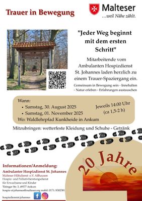 Einladungsgrafik für den Trauerspaziergang am 30. August und 01. November