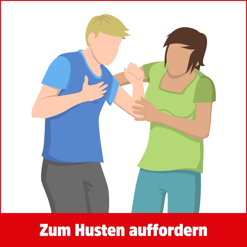 Eine Person klopft der anderen auf den Rücken.