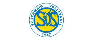 Logo des SV Schwaig Volleyball mit gelb-blauem Kreis, stilisierten Buchstaben SVS und Schriftzug SV Schwaig Volleyball 1967.
