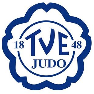 Logo der Judo-Abteilung des TV Erlangen mit blauer Blütenform, den Ziffern 18 und 48 sowie der Aufschrift „TVE JUDO“.