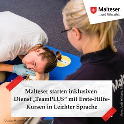 Erste-Hilfe-Kurse in Leichter Sprache: Malteser starten inklusiven Dienst „TeamPLUS“. Grafik: Malteser Köln  