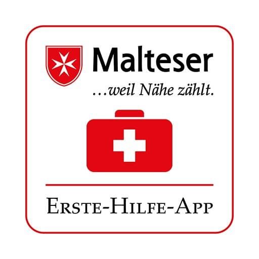 Zeichen "Malteser Erste-Hilfe-App" mit Malteser Logo und Arztkoffer