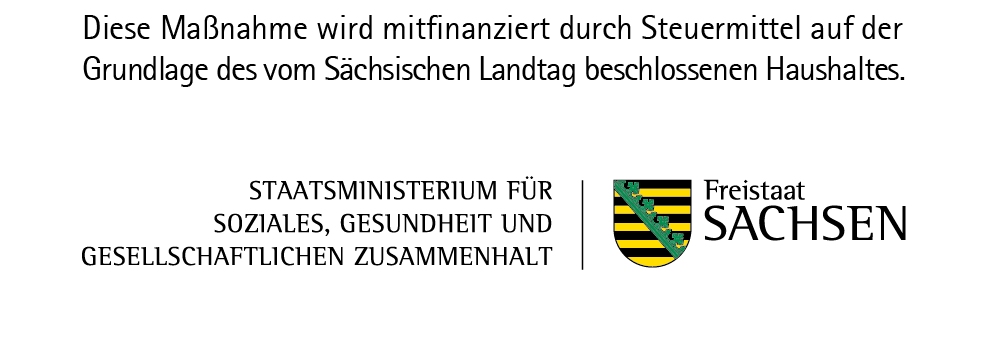 Logo des Sächsischen Staatsministeriums für Soziales, Gesundheit und Gesellschaftlichen Zusammenhalt und des Freistaates Sachsen